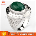 925 silver fashion jewelry natural green agate stone ring designs for men